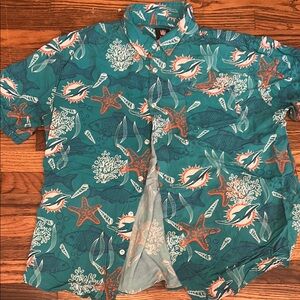 NFL Blue and Orange Button Down Shirt with Vibrant Design